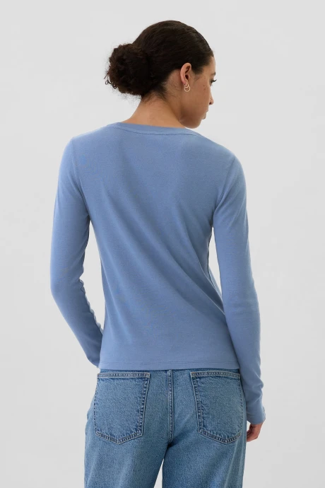 Remera Básica Cuello Redondo Manga Larga Mujer Bainbridge Blue