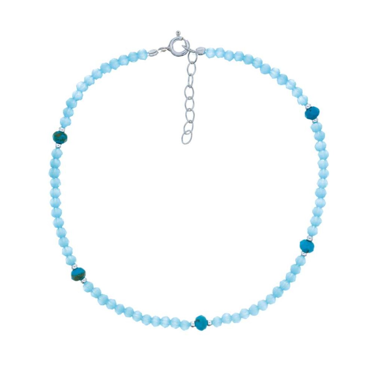 Tobillera De Plata 925 - Con Acrílico 