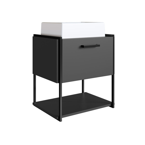 MUEBLE DE BAÑO AEREO NEGRO con bacha blanca / 50cm. Mueble De Baño Aereo Negro Con Bacha Blanca / 50cm.