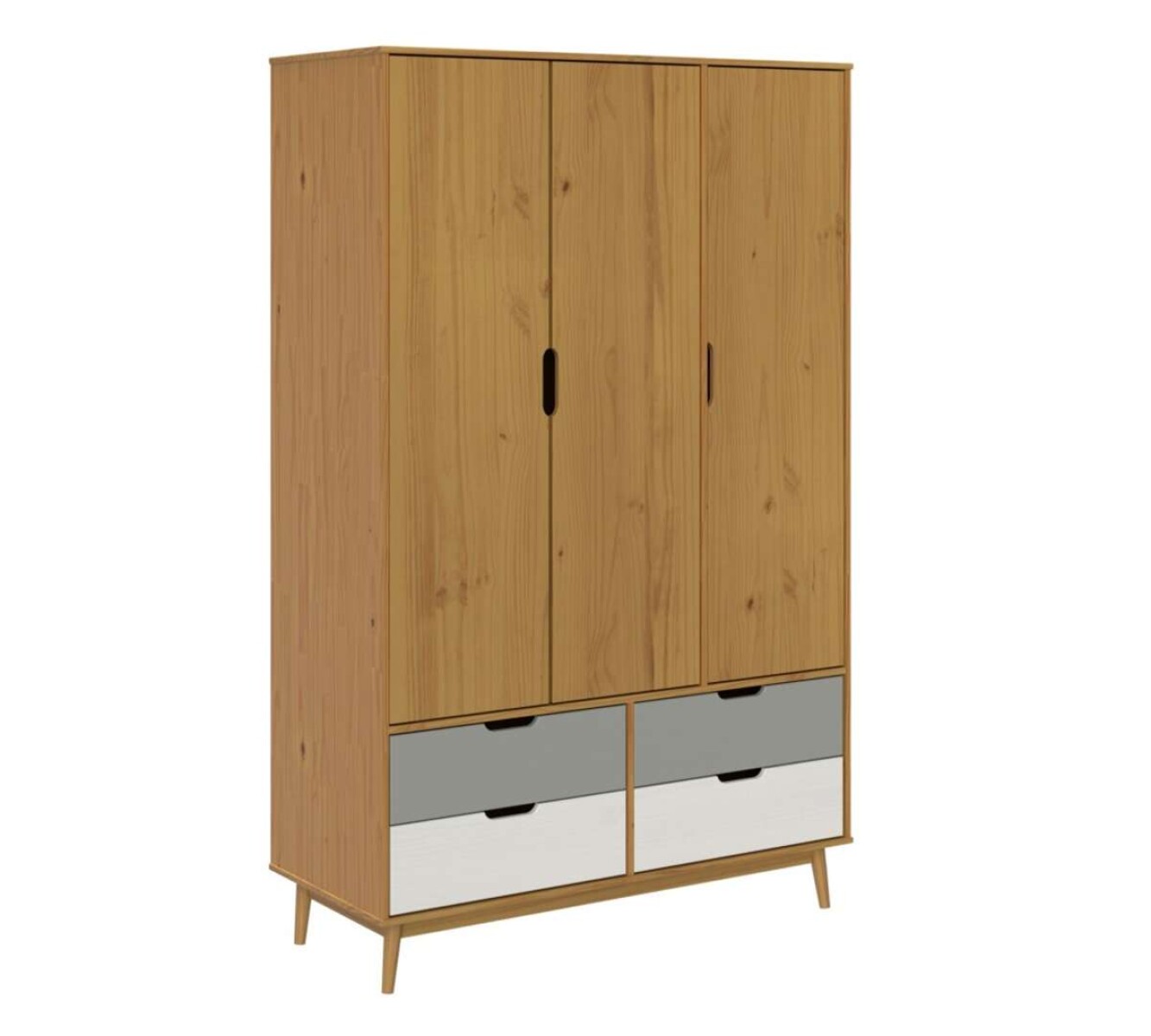 Ropero 3 Puertas 4 Cajones Li­nea Niordica - Roble/Gris claro/Blanco 