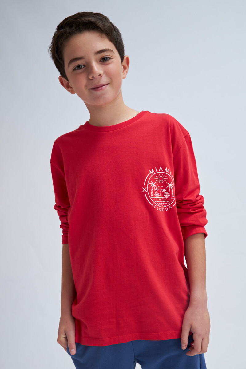 Camiseta manga larga Miami - Rojo