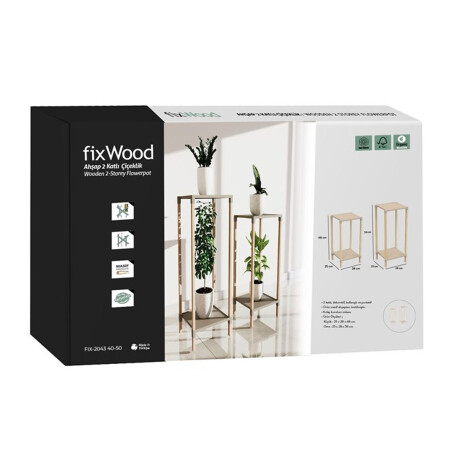 Set 2 Estanterías Organizadoras Alto 59cm y 48cm Madera y PP Beige