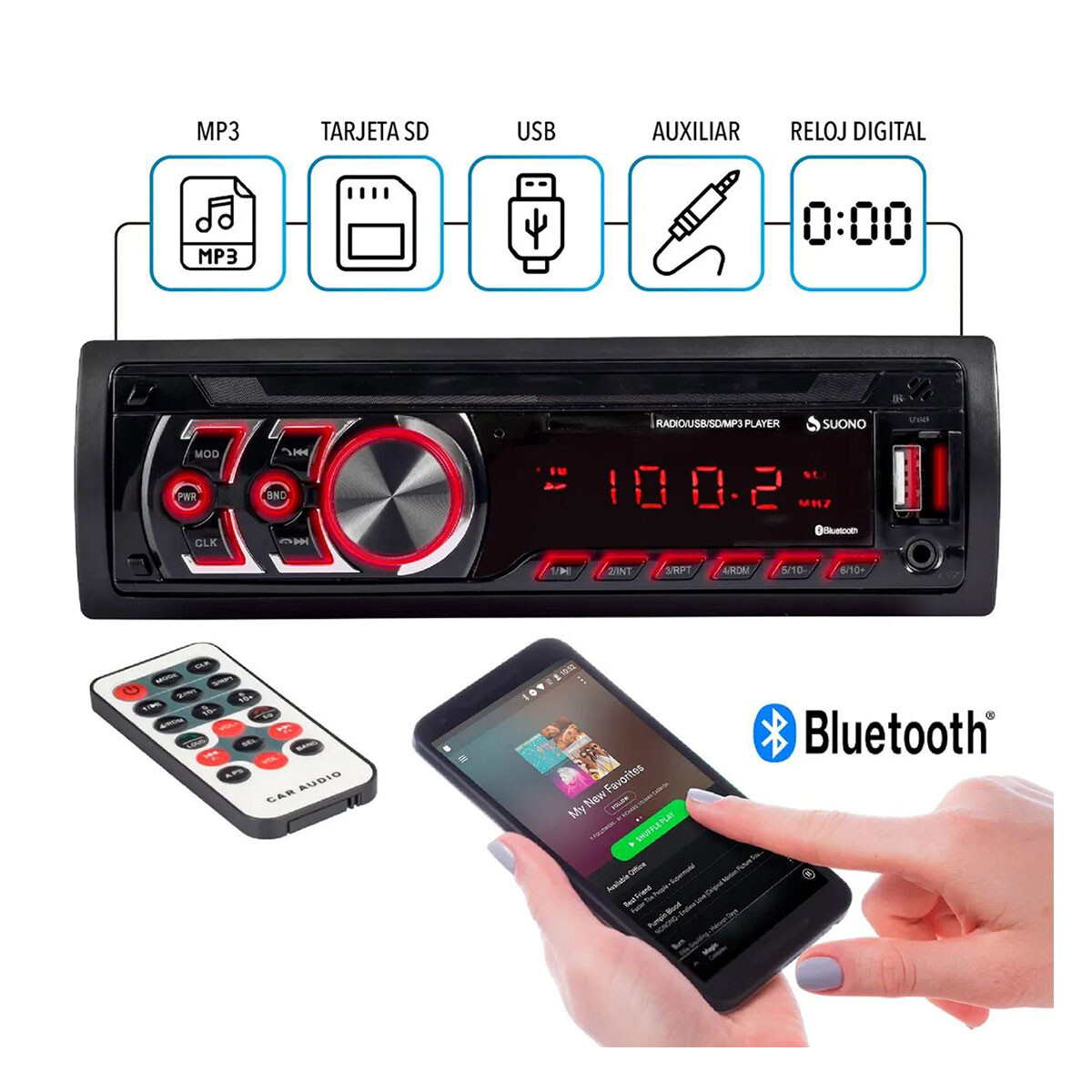 Radio para auto FM USB SD con control remoto 