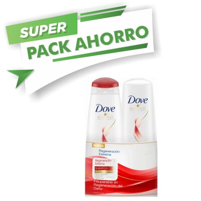 Shampoo Dove Regeneración Extrema Pack Ahorro 400ML + AC 200ML Shampoo Dove Regeneración Extrema Pack Ahorro 400ML + AC 200ML