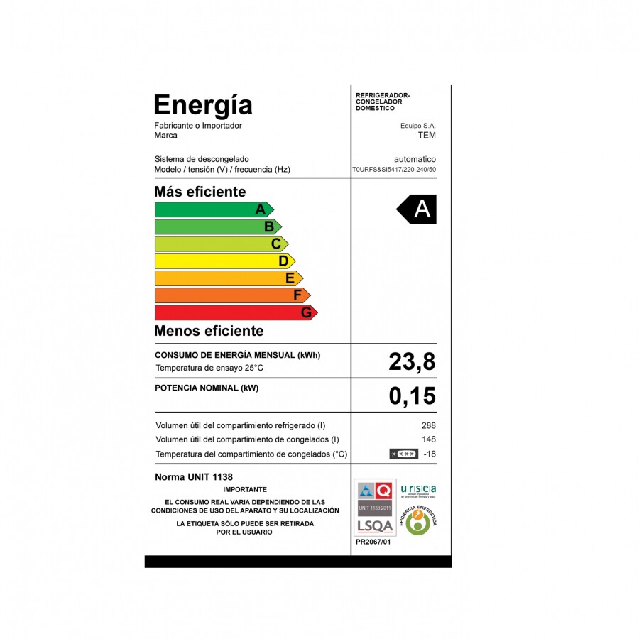 Heladera Side By Side Inverter de 436 Lts Tem TOURFS&S 5417 Heladera Side By Side Inverter de 436 Lts Tem TOURFS&S 5417