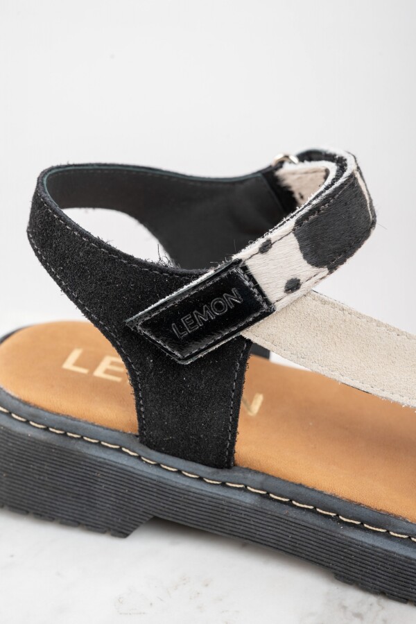 Sandalia Cuero Combinada Negro