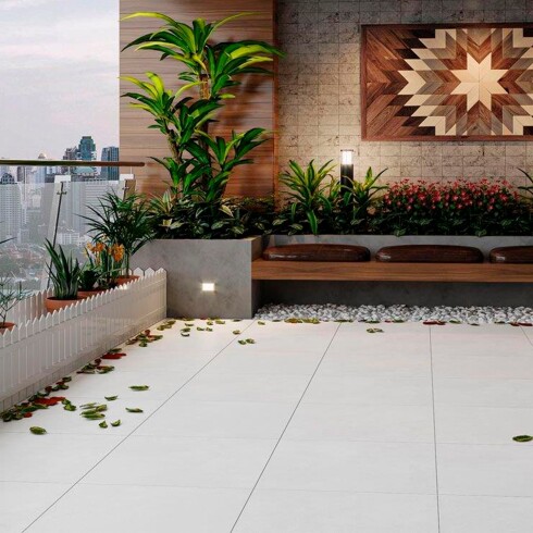 Porcelanato Blanco Mate Rustico 60X60Cm 2Mm Piso Exterior GAMAS DE BLANCO