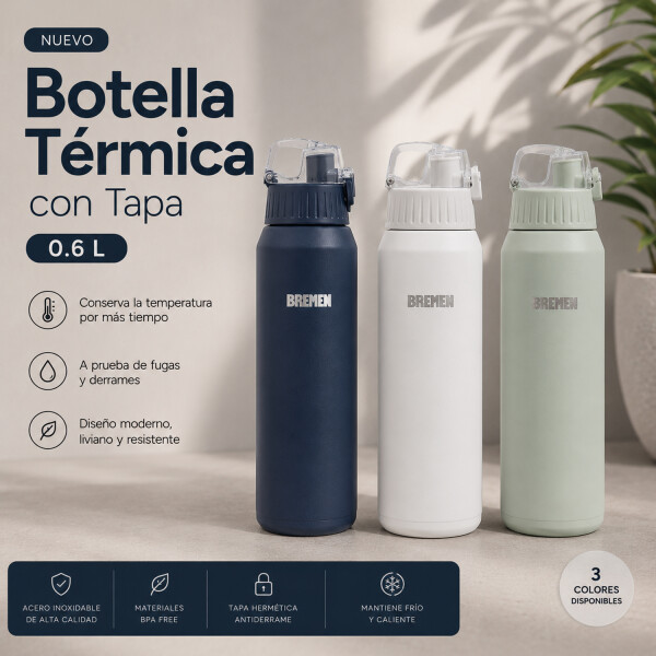 Botella Termica Deportiva 600 Ml Acero Inoxidable VERDE
