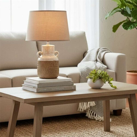 Lampara De Mesa Ceramica D28X42Cm Jarra Beige
