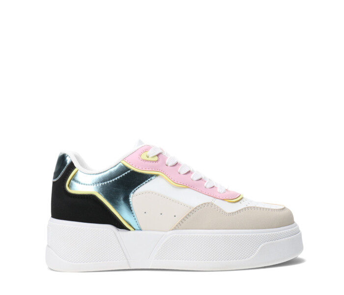 Championes de Mujer Miss Carol BUSAN materiales combinados Blanco - Multicolor