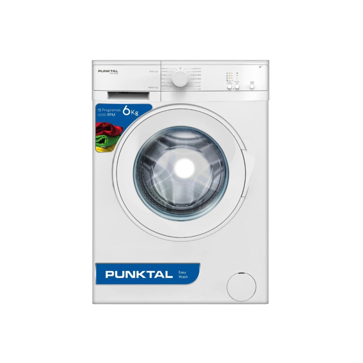 Lavarropas Carga Frontal 6Kg 1000RPM A++ con 15 Programas - Punktal 