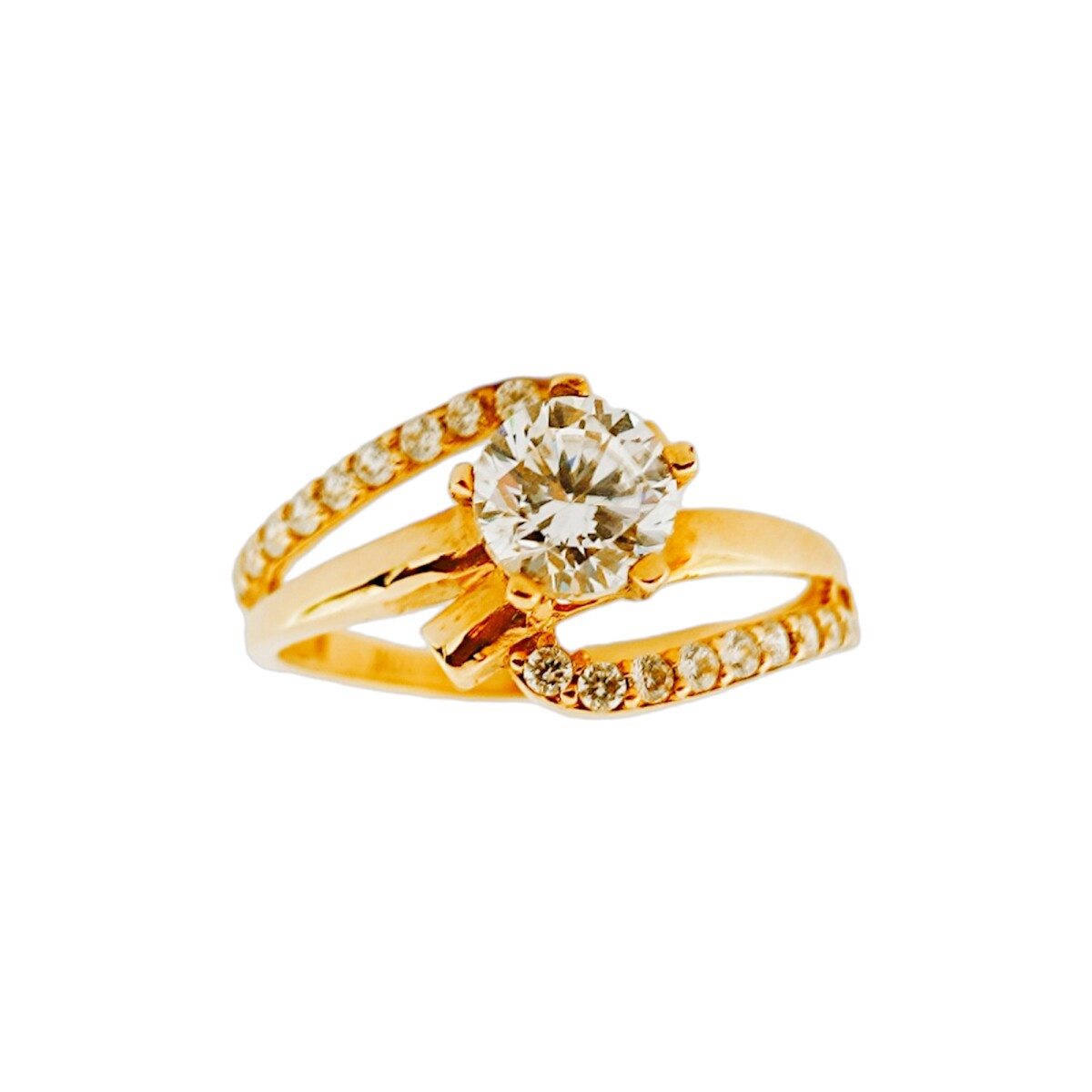 Anillo-Oro bajo-Piedra zirconia-AN8017 - conpiedra 