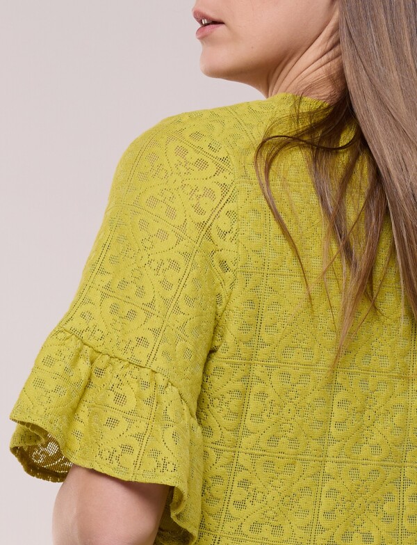 Blusa Peplum De Encaje Calado VERDE