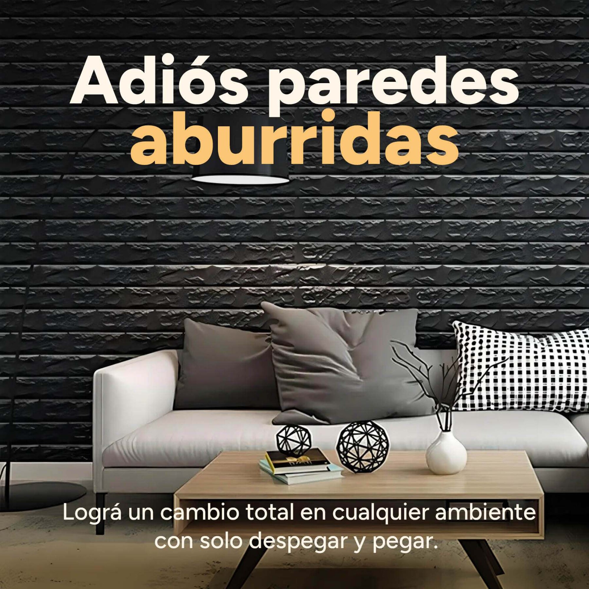 Revestimiento Pared Adhesivo 3d Piedra Ladrillo 500x70cm - Diseño Negro —  Atrix, image size:2000x2000