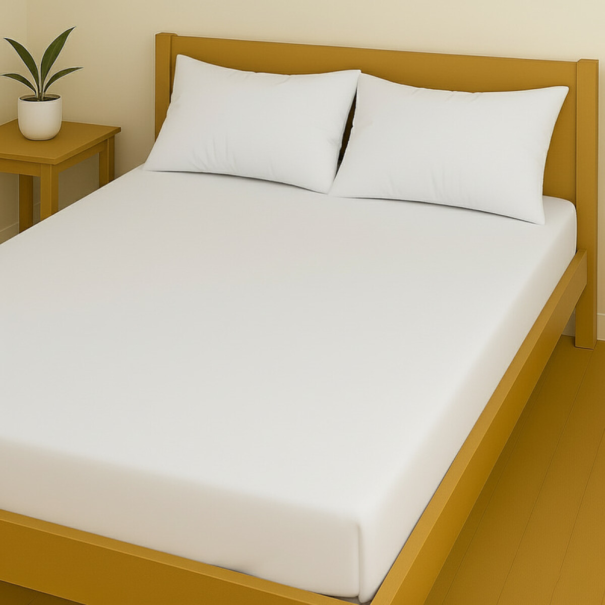 Juego De Sabanas 2 Plazas Toque Algodón Sommier Lisa Blanca 