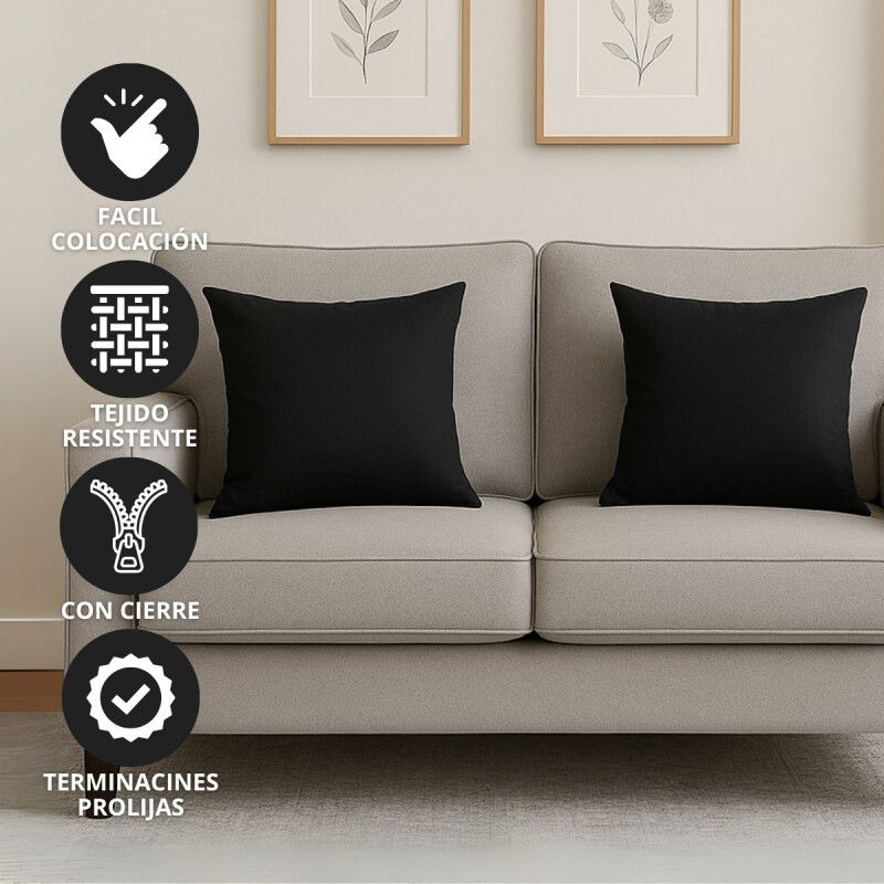 Set x2 Almohadones con Relleno 43 x 43 cm NEGRO