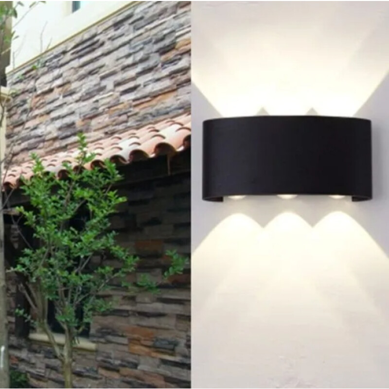 Aplique Bidireccional Exterior Jardín Led Integrado 6x2w Negro