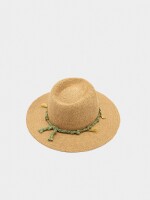 Sombrero Efecto Rafia Con Cordón Y Charms natural