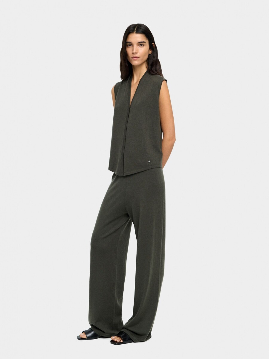 Pantalón De Punto Con Mezcla De Lana caqui