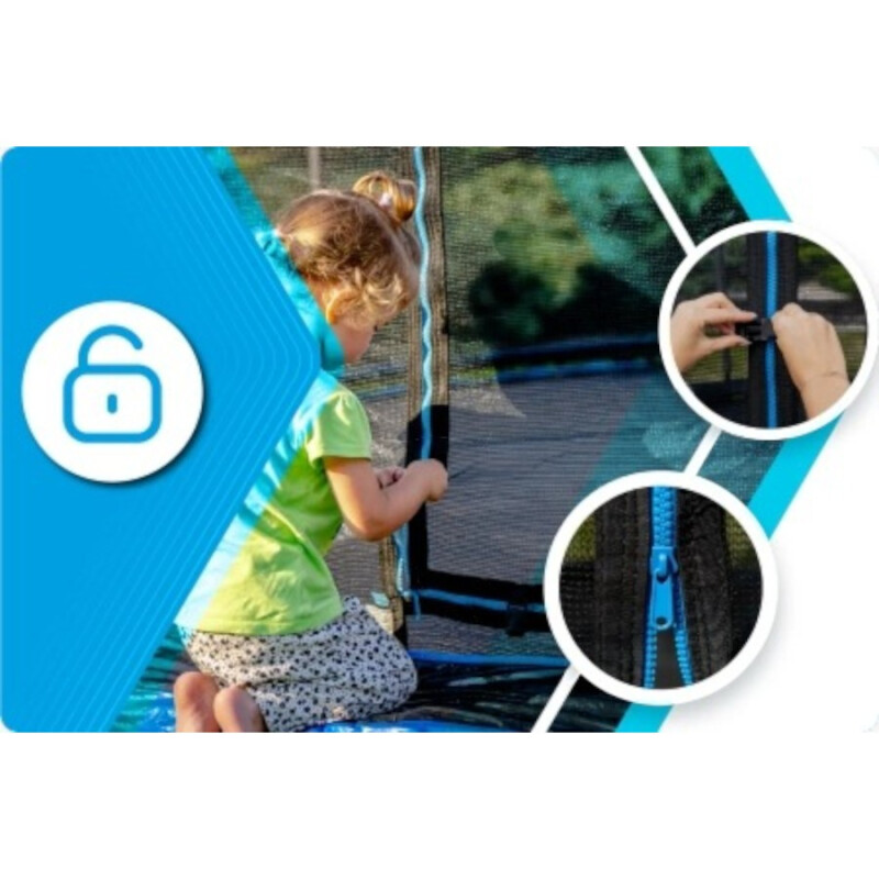 Cama Elástica THUNDER®️ 245 cm con Red y Escalera AZUL