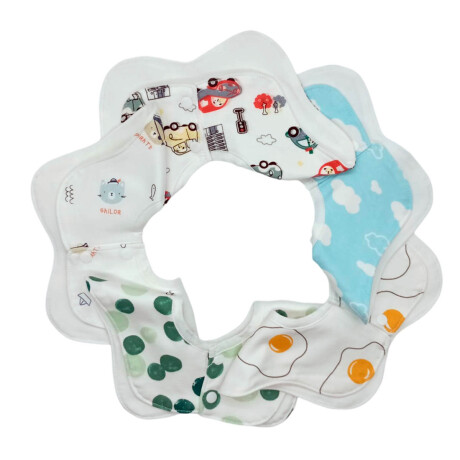 Set De Baberos Bebé Algodón X5pcs Diseños Surtidos M5