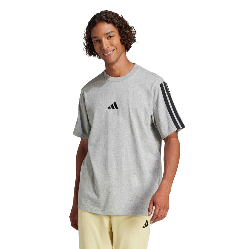Remera de Hombre Adidas Essentials 3 Tiras Gris