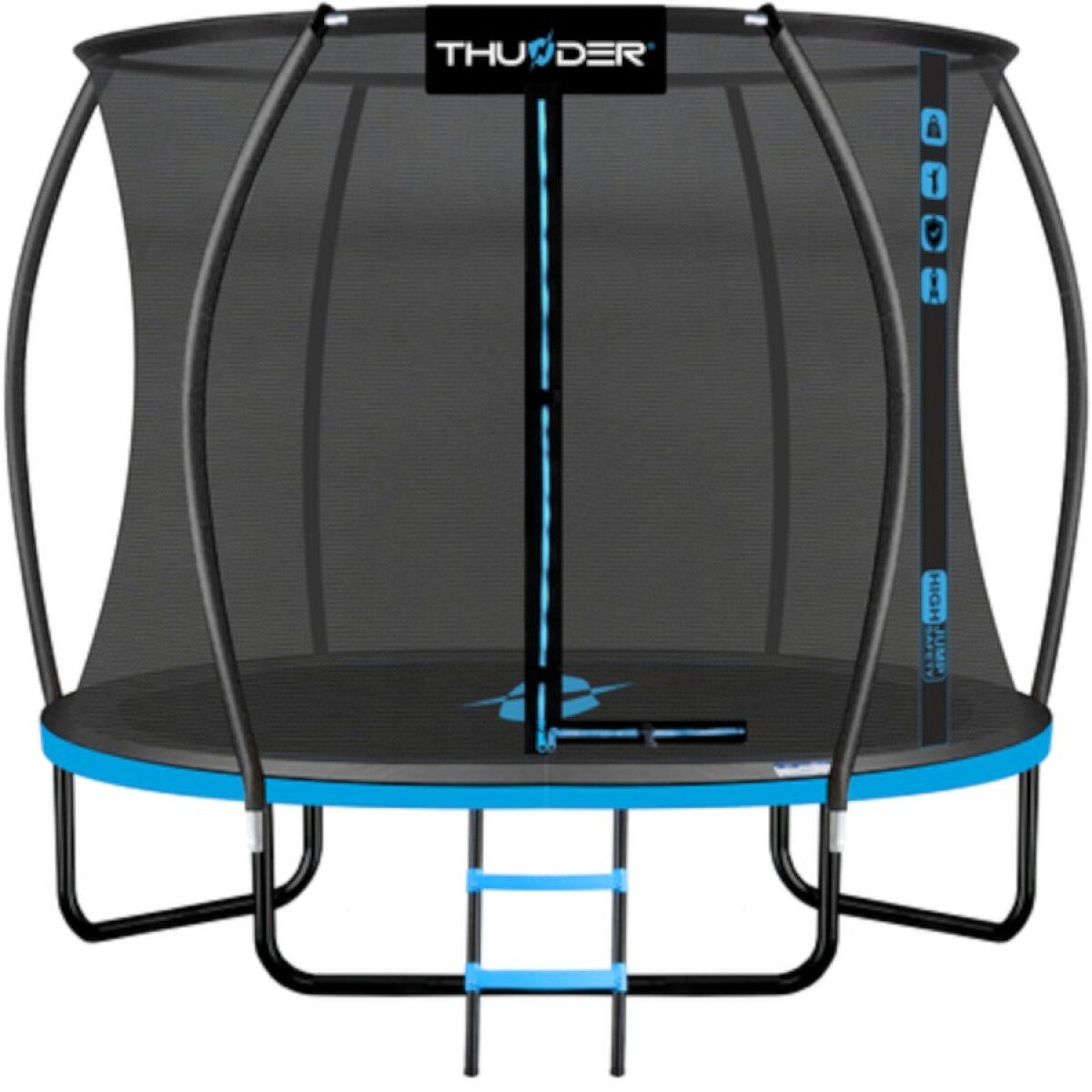 Cama Elástica THUNDER®️ 245 cm con Red y Escalera - AZUL 