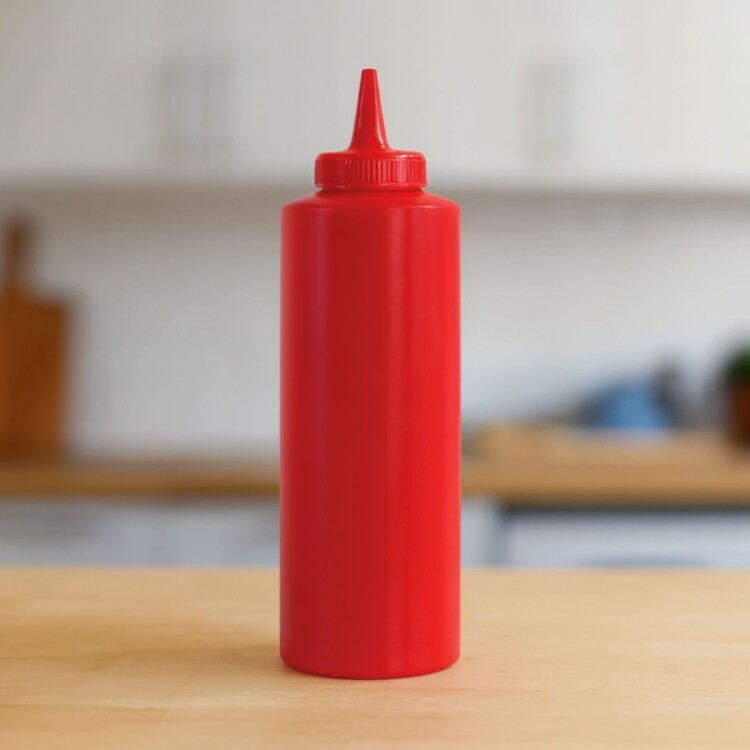 POTE DISPENSADOR PARA SALSAS 750ML ROJO Rojo