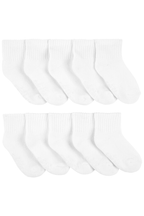 Pack diez pares de medias tobilleras de algodón, blancas. Talle 2/4T Pack diez pares de medias tobilleras de algodón, blancas. Talle 2/4T