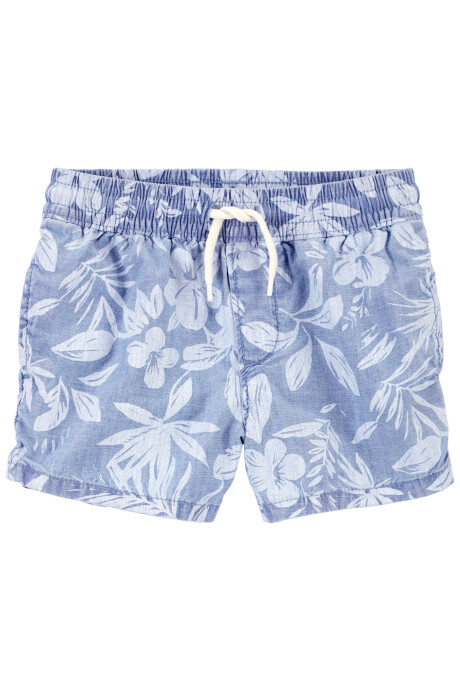 Short de chambray, diseño tropical Sin color
