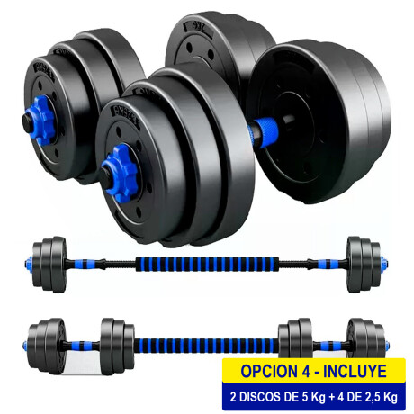 Set 2 Mancuernas + Barra 3en1 + 20kg Disco Pesa PVC Cmb000970