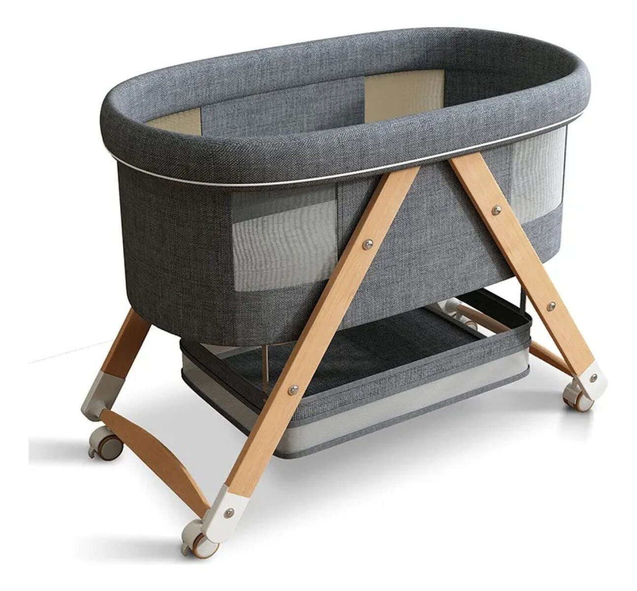 Cuna Moisés Plegable Regulable Para Bebe - Gris Oscuro 