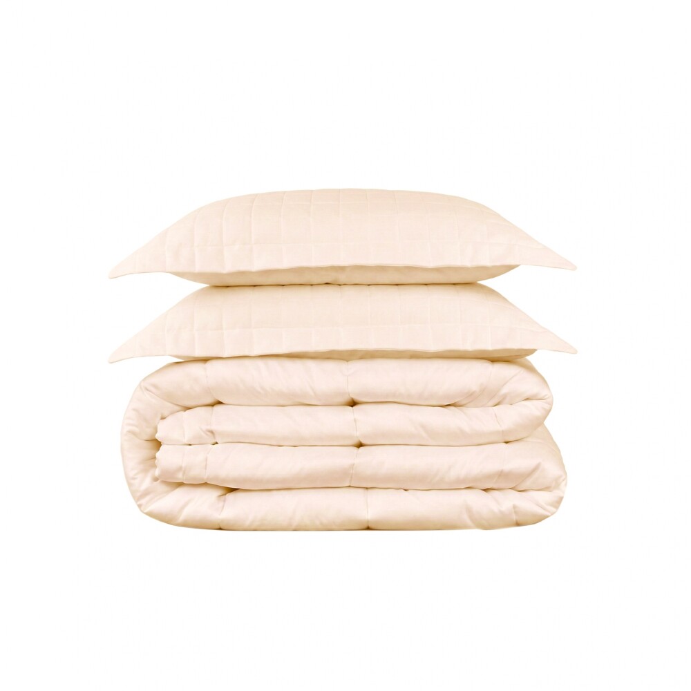 Acolchado mas Fundas 2 plazas - Finezza 400 hilos Beige