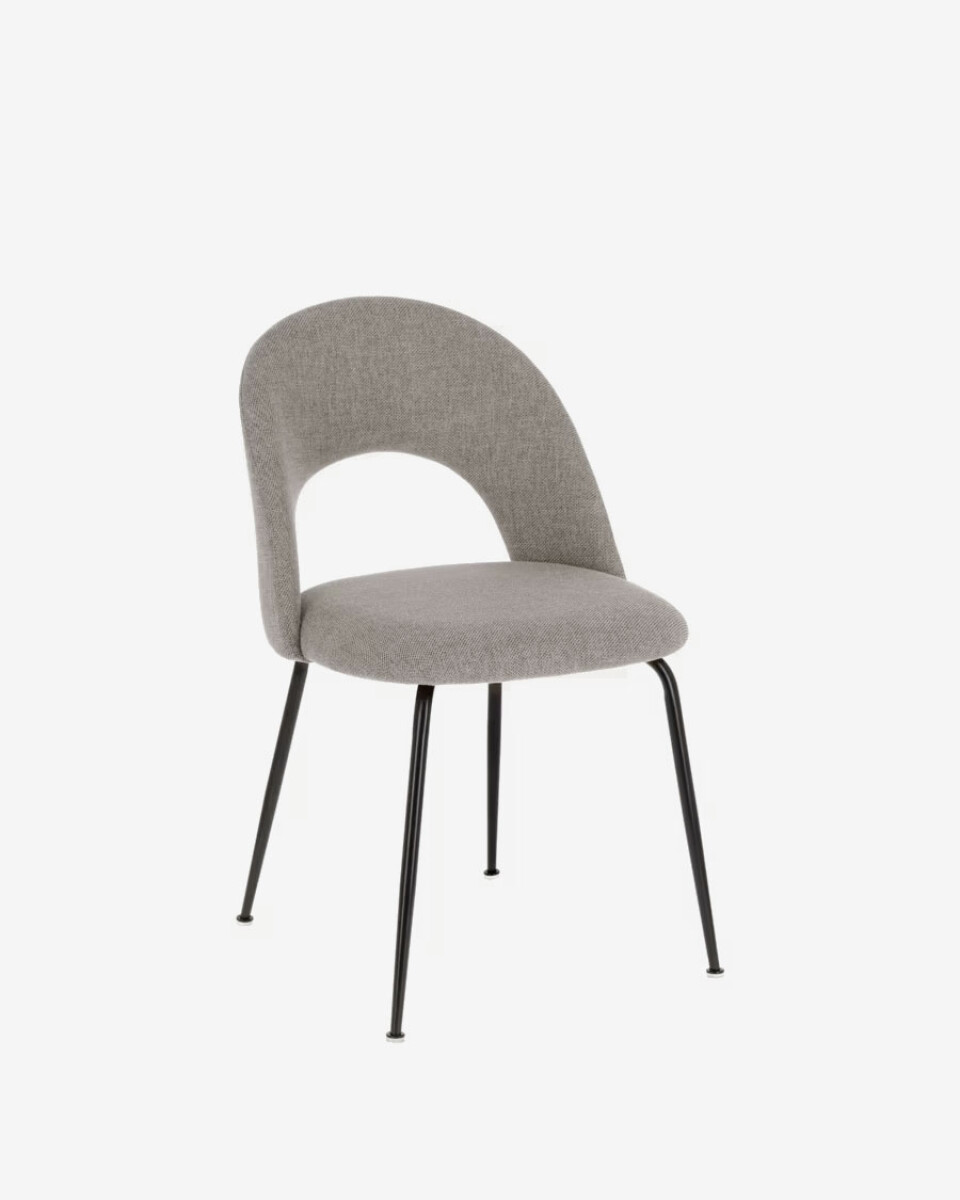 Silla Mahalia gris claro y patas de acero acabado pintado negro 