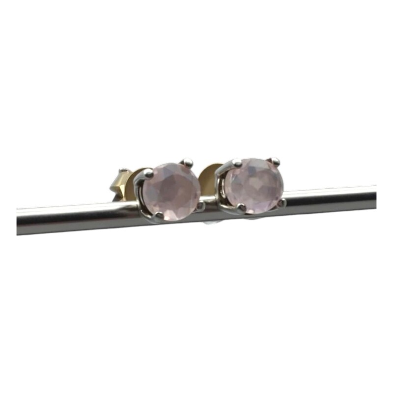 Caravanas Botón-Plata 925-Piedra Cuarzo rosa-CA4149 sinpiedra