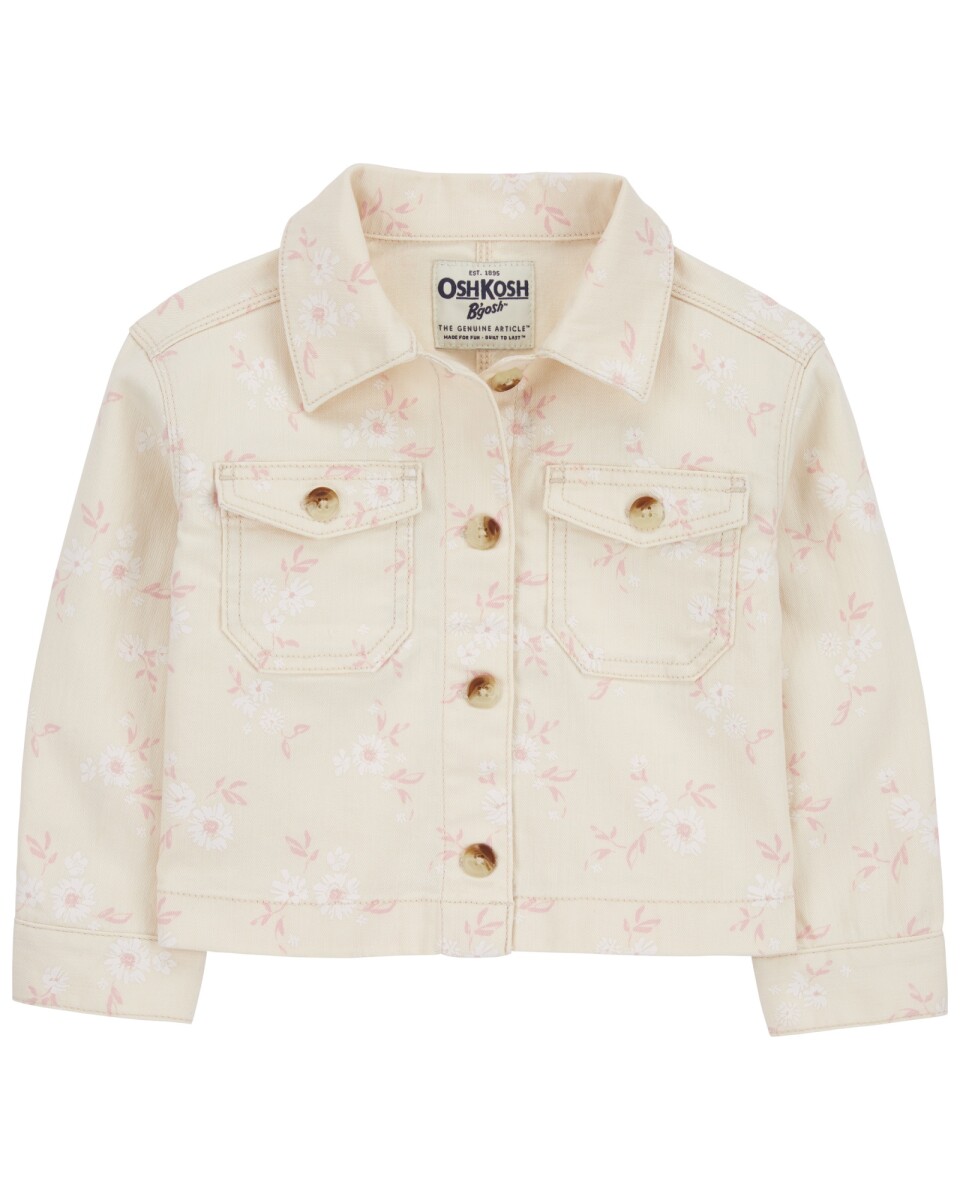 Campera jean diseño floral. Talles 2-5T 