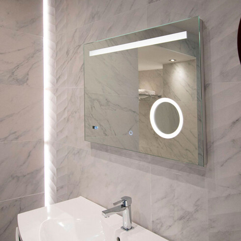 ESPEJO ANTIEMPAÑANTE PARA BAÑO 80X60 CON LUZ LED ENCENDIDO TIPO TOUCH AQUALIA 000