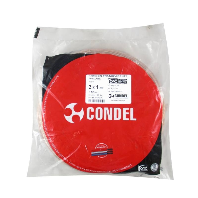 CABLE CORDON 2X1,00MM2 TRANSP. CONDEL CABLE CORDON 2X1,00MM2 TRANSP. CONDEL