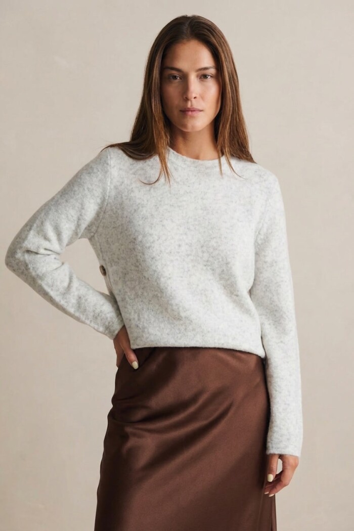 Sweater Botones Gris Melange