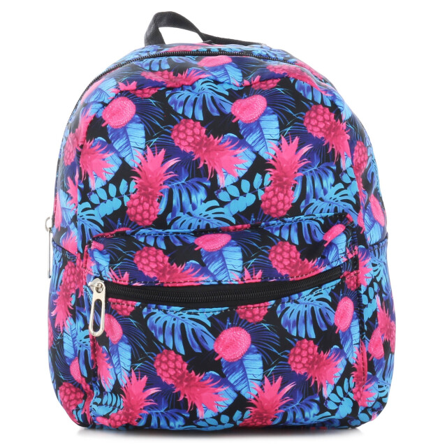 Mochila Miss Carol en tela estampada MICHONNE Violeta - Ananas