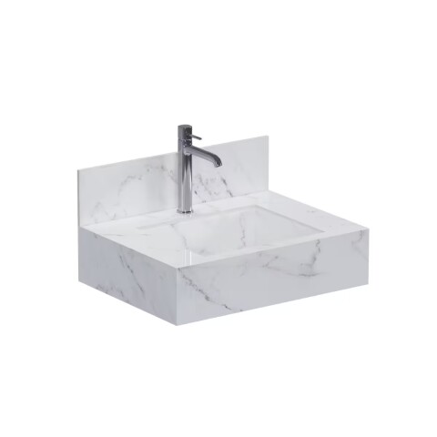 Mueble de baño suspendido de porcelanato Blanco Calacata Napoles 60 cm con bacha incorporada Mueble De Baño Suspendido De Porcelanato Blanco Calacata Napoles 60 Cm Con Bacha Incorporada
