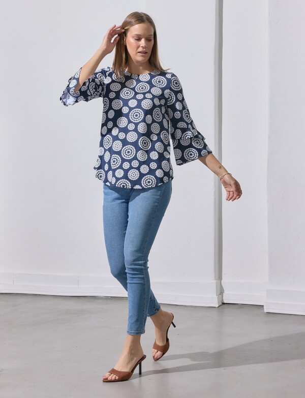 Blusa Printed AZUL/BLANCO