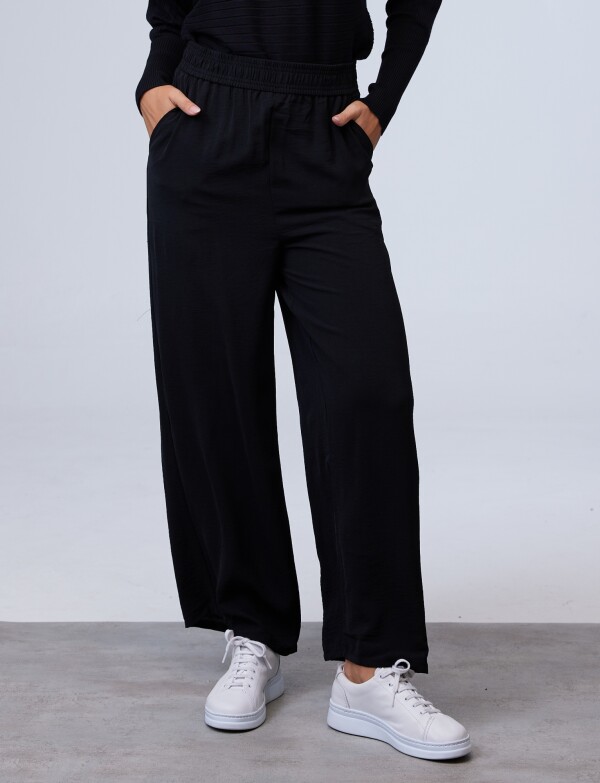 Pantalon Crepe Wide Leg NEGRO