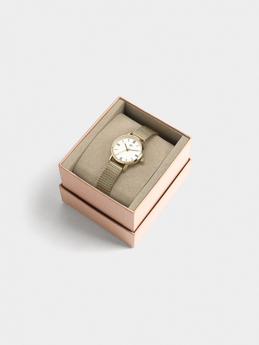 Reloj Pulsera De Malla Metálica De Acero dorado