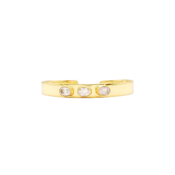 Brazalete Jaipur-Plata Rodinada con micra oro 18k-Piedra Cuarzo rosa-BR2005 Conpiedra