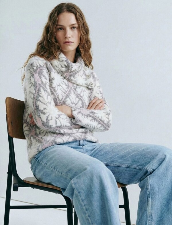 Buzo Cuello Volcado Mohair MULTI/BLANCO