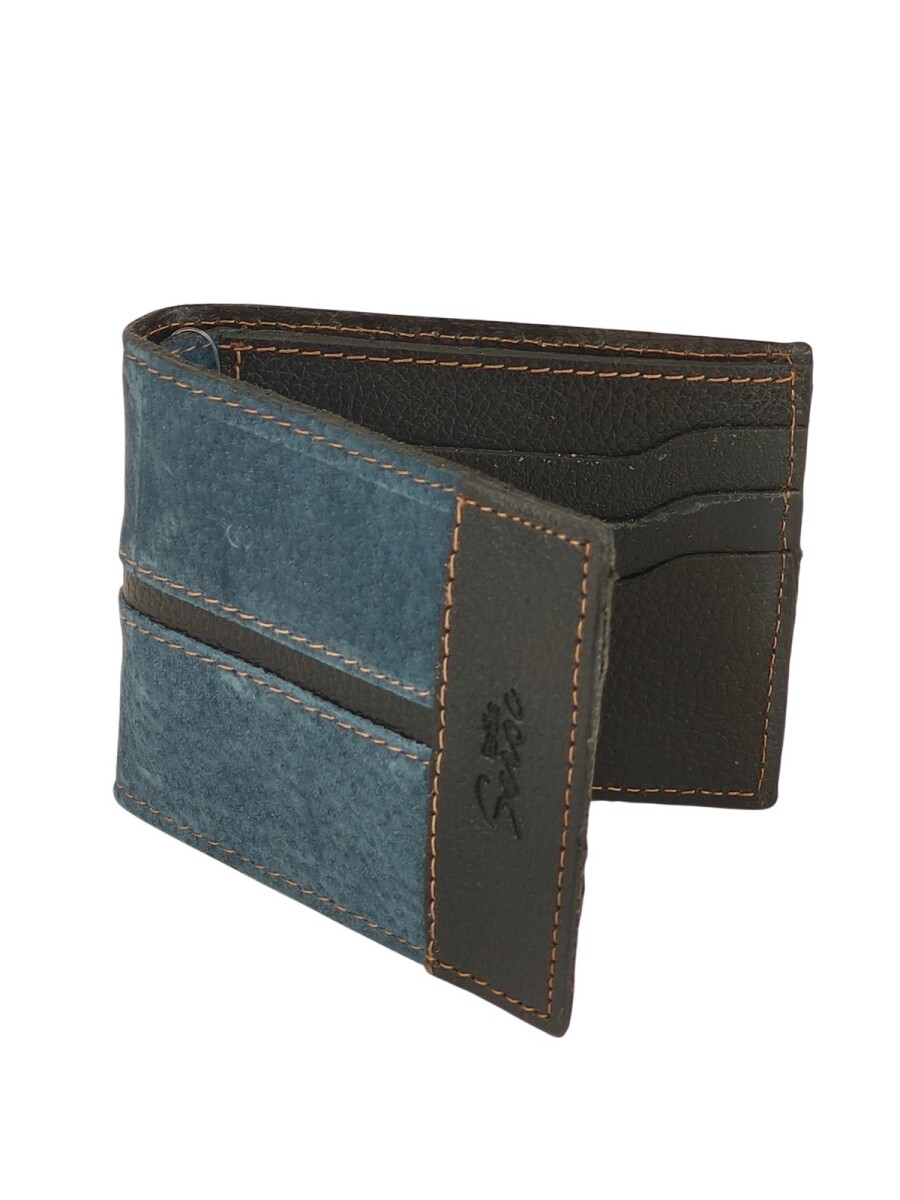 Billetera de cuero al corte - Azul 
