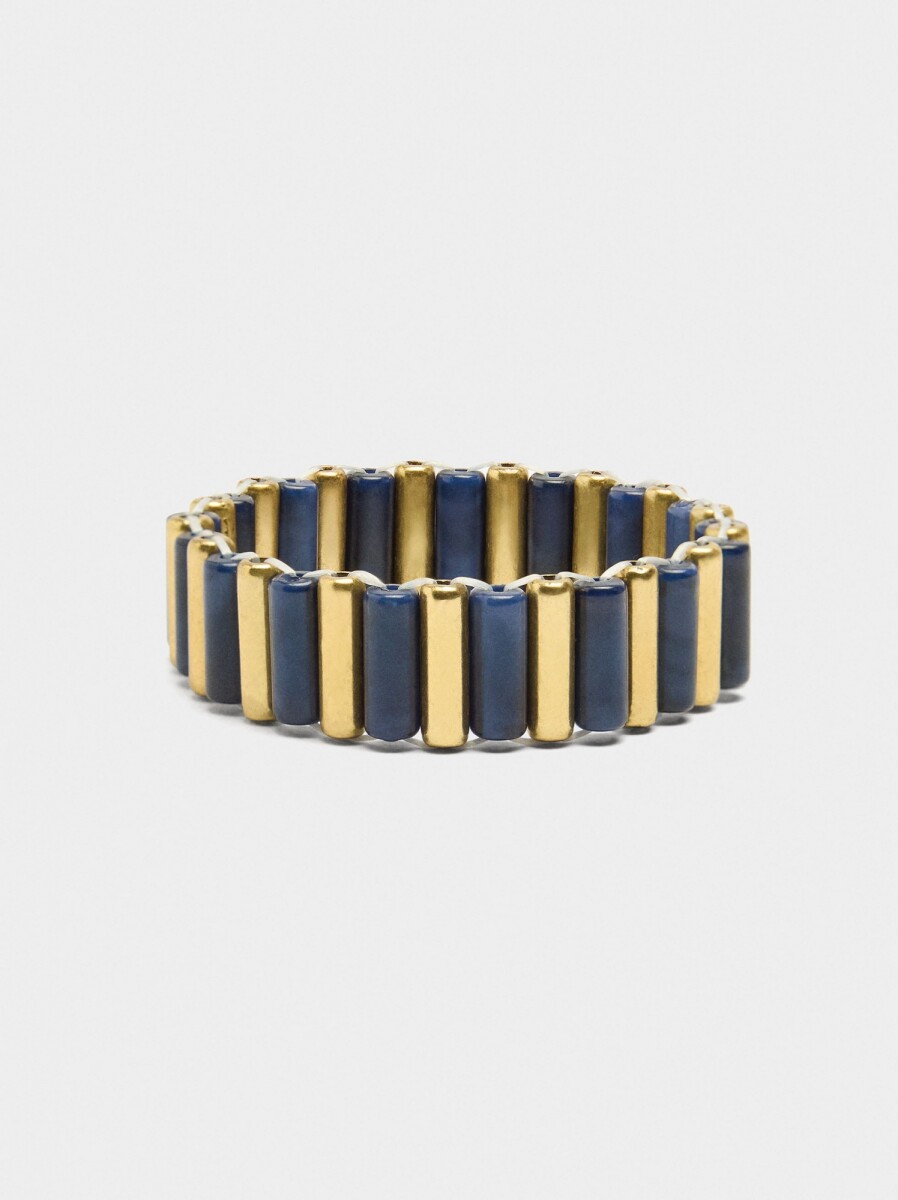 Pulsera Con Cuentas Efecto Piedra - azul 