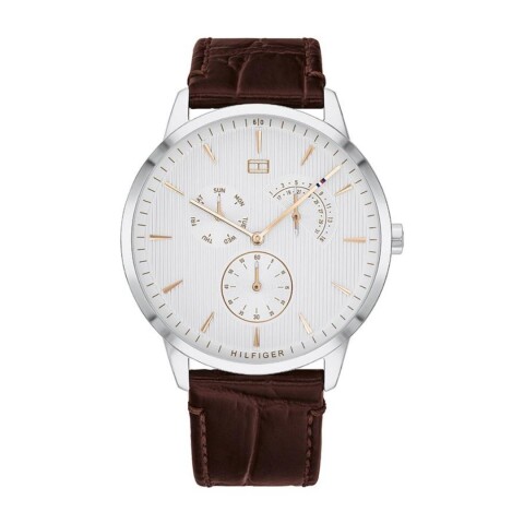 Reloj Tommy Hilfiger 1710389 para hombre con correa de cuero Plateado