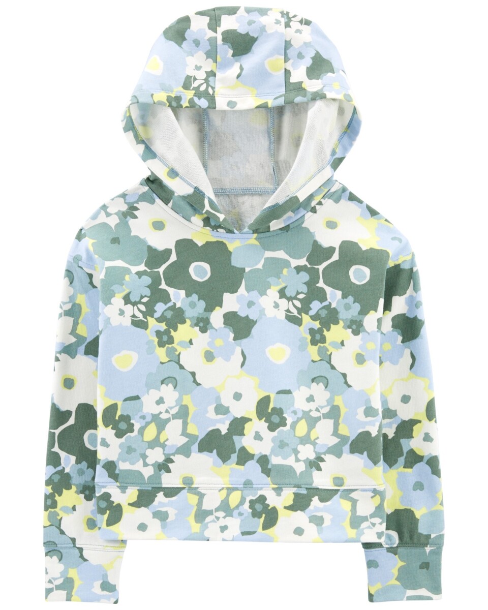 Buzo de algodón, con capucha, diseño floral 